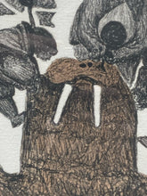 Oshoochiak Pudlat Signed "Walrus Hunt At Floe Edge" Limited Edition Lithograph