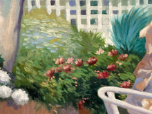 Lugano Candi Signed Original Garden Scene Oil Painting, Framed