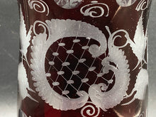 Egermann Bohemian Ruby Glass Cut To Clear 8" Vase