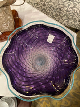Large Signed Purple Art Glass Bowl