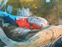 Artist Signed Original Koi Fish Watercolor Painting, Framed