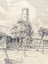 Don J. Emery Signed Antique Florida Sugar Mill Sketch, Framed