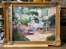 Lugano Candi Signed Original Garden Scene Oil Painting, Framed