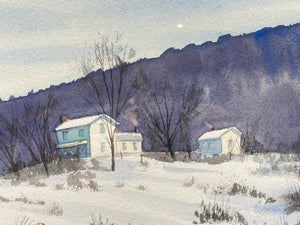 Jesse F. Reed Signed "Winter Sun" Watercolor Painting, Framed