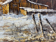 Artist Signed Winter Landscape Oil Painting, Framed