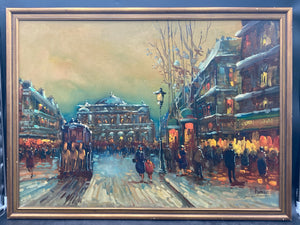 N. Romeo Signed Parisian Street Scene Painting