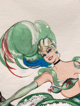 Alice Huertas Signed "Bal Tabarin" French Cancan Girl Colored Drawing