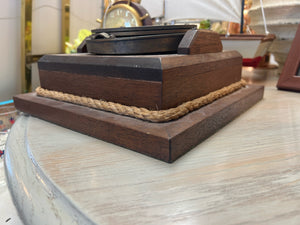 Antique Marine Compass Mounted on Wood Display