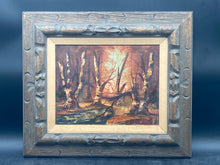 Artist Signed Mid Century Autumn Woods Landscape Painting, Framed
