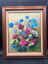 Original Herdis Groop Signed Floral Still Life Oil Painting, Framed