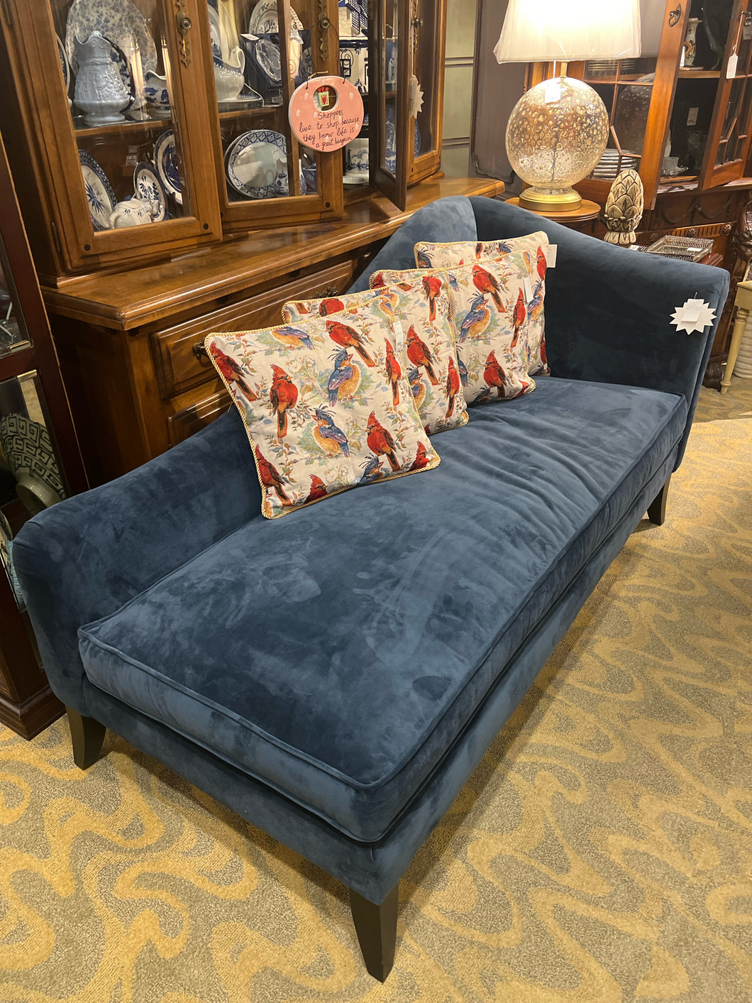 Bernhardt Blue Chaise Lounge Chair