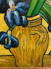 Vincent Van Gogh Vases With Irises Against Yellow Background Repro Oil Painting