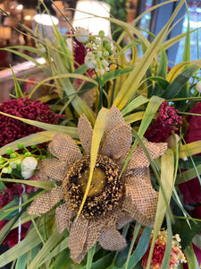 Floral Arrangement in Glass Dish