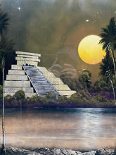 Signed Mayan "Costa Maya" Temple Painting, Framed