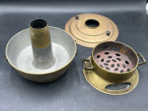LARGE ANTIQUE ASIAN BRASS PORTABLE COAL STOVE COOKER