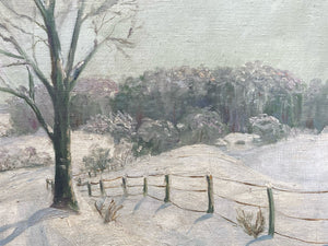 Poulsen Signed Mid Century Winter Landscape Oil Painting
