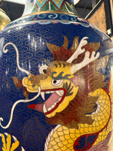 Vintage Brass Cloisonne Asian Dragon Vase