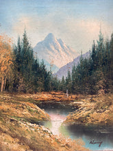Original Artist Signed Mid Century Mountain Forest Landscape Oil Painting - view 2
