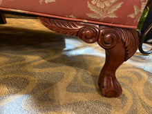 Large Orange Flower Print Wing Back Chair