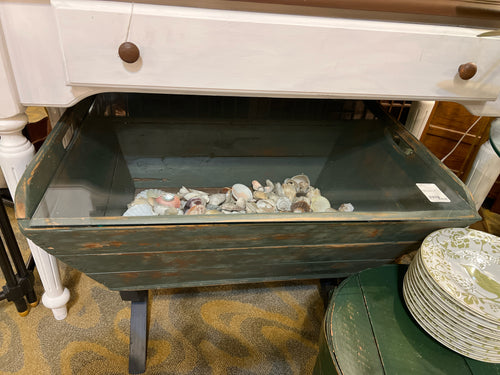 Antique Fish Box Coffee Table w/ Glass Top