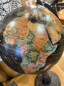 Black Terrestrial World Globe on Decorative Stand