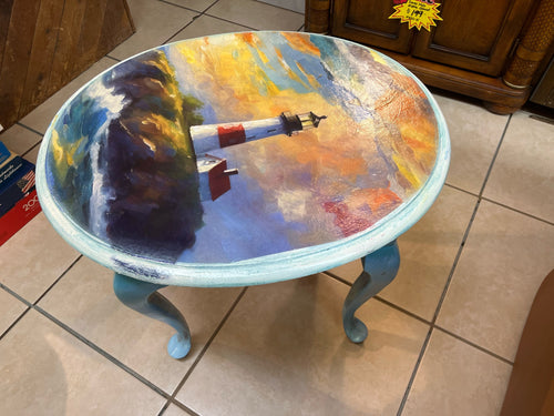 Hand Painted Lighthouse Table