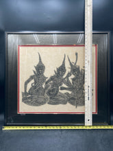 Vintage Thai Rice Paper Charcoal Rubbing Temple Art