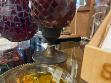 Red Mosaic Glass Candle Holder on Base
