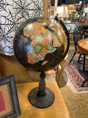 Black Terrestrial World Globe on Decorative Stand