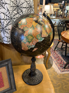 Black Terrestrial World Globe on Decorative Stand