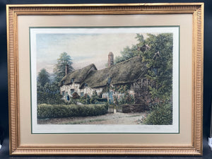 Antique J.R. Hutchinson "Anne Hathaway's Cottage" Etching, Framed