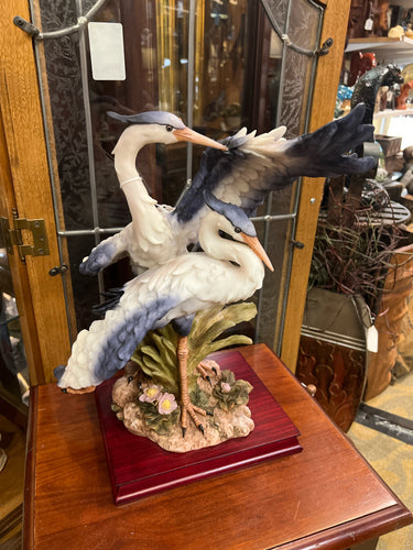 Resin Montefiori 2 Great Herons Statue on Base