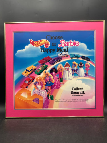 1991 McDonald's Happy Meal Hot Wheels & Barbie Translite Sign