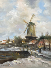 Artist Signed Original Mid Century Dutch Countryside Oil Painting
