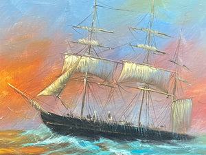 Original Preston Willis Clipper Ship oil Painting W/ CoA