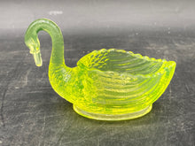 Antique 1930's Cambridge Uranium Glass Swan Dish