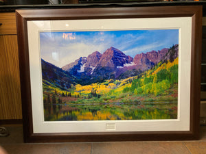 24x36" Maroon Bells Colorado Mountains Photograph, Framed & Matted
