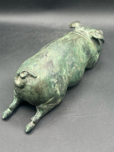 12" Antique Bronze Sleeping Pig Statue