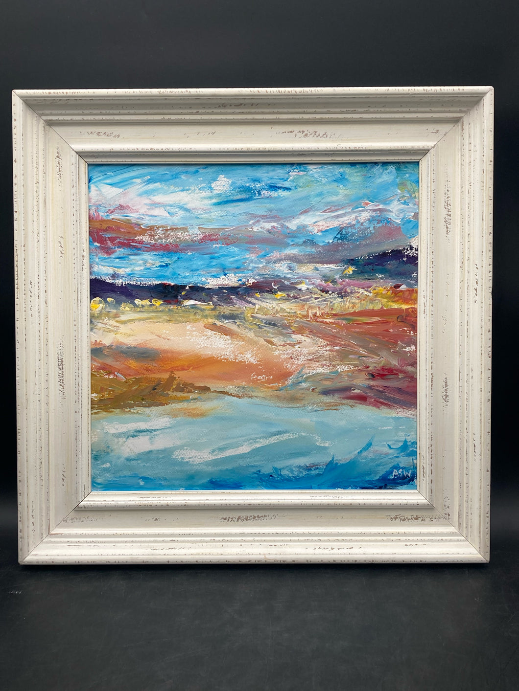 Original Angela Wakefield Impressionist Abstract River Scene Painting W/ CoA