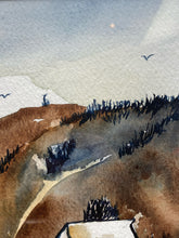 Original Winter Mountain Ranch Landscape Watercolor Painting