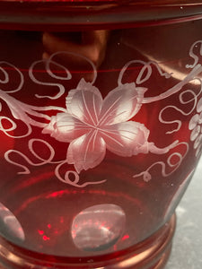 Egermann Bohemian Ruby Cut To Clear Covered Candy Bowl