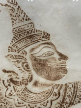 Vintage Thai Angkor-Wat Ramakien Rice Paper Charcoal Rubbing Artwork