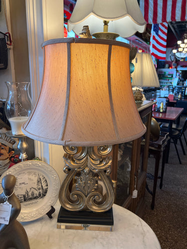 Gold Leaf Design Lamp on Acrylic Base