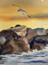 O'Brien Signed Orignial Nautical FIshing Scene Watercolor Painting