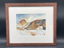 Original Winter Mountain Ranch Landscape Watercolor Painting