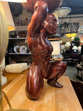 Hand Carved Atlas Holding Globe Statue