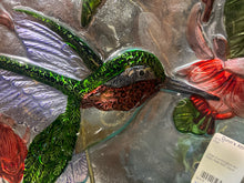 Large Hummingbird Art Glass Plate With Stand
