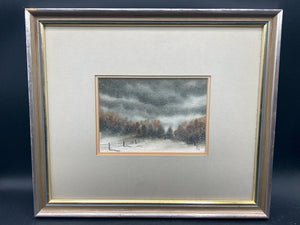 Original Lou Riffe Signed 4x6" Watercolor Painting, Winter Scene