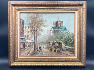 Original L. Alexis Signed Parisian Street Scene Oil Painting, Framed