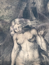 Antique Signed "Eve Looked At Herself In The Water" Engraving, Framed